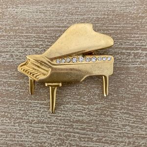 Piano Brooch with Rhinestones